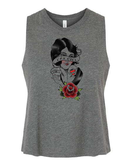 BELLA + CANVA Women's Racerback Crop Tank BAD GIRL