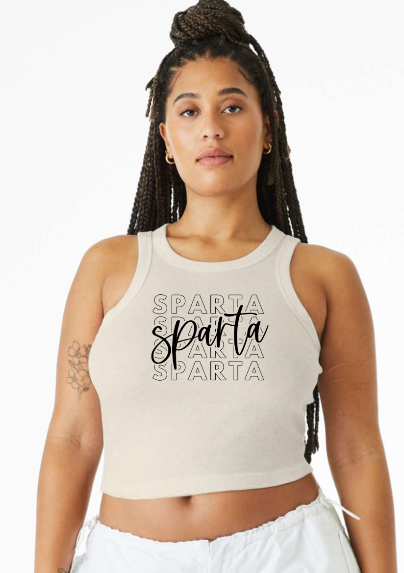 Womens BELLA + CANVAS - Spartans Repeat Rib Cropped Racer Tank - 1019