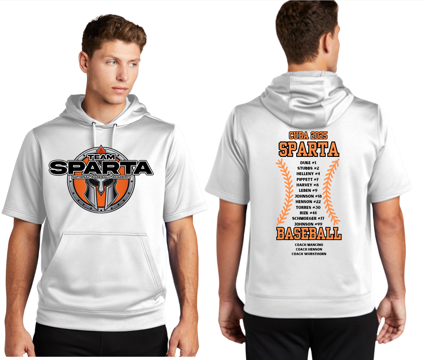 ADULT/YOUTH ROSTER SPARTA Team Short Sleeve DRI-FIT HOODIE Sport-Tek ® Sport-Wick ® Fleece Short Sleeve Hooded Pullover
