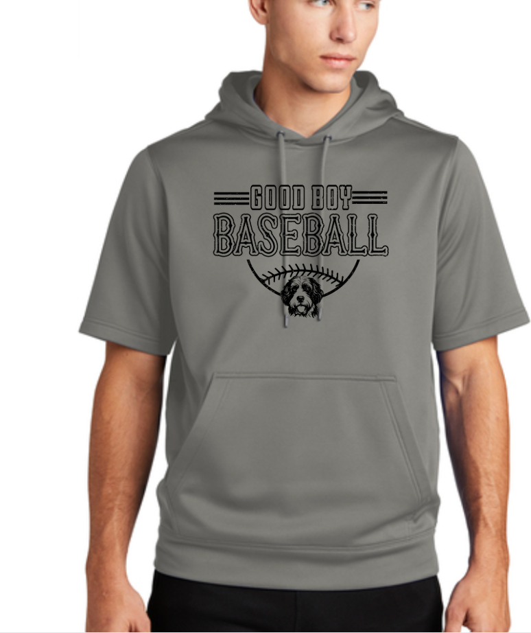DESIGN 1 Adult Short Sleeve Fleece Good Boy Hoodie Sport-Tek ® Sport-Wick ® Fleece Short Sleeve Hooded Pullover