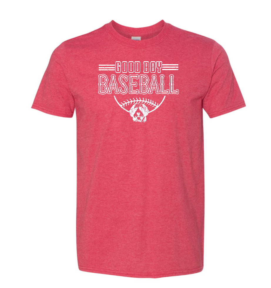 DESIGN 6: Good Boy Baseball Bella Canva Heather Red 3001cvc