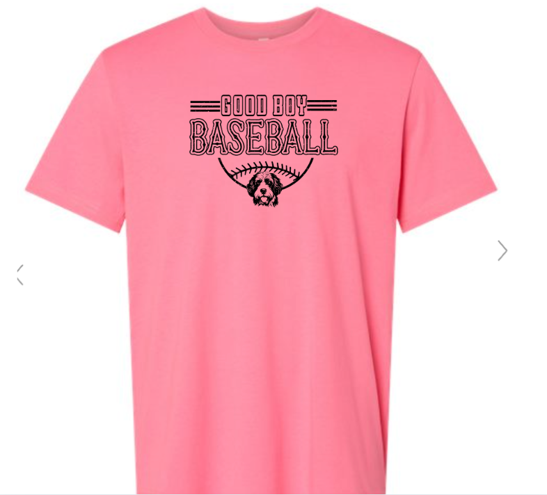 DESIGN 1: Unisex Good Boy Baseball with DOG Tee Bella Canva