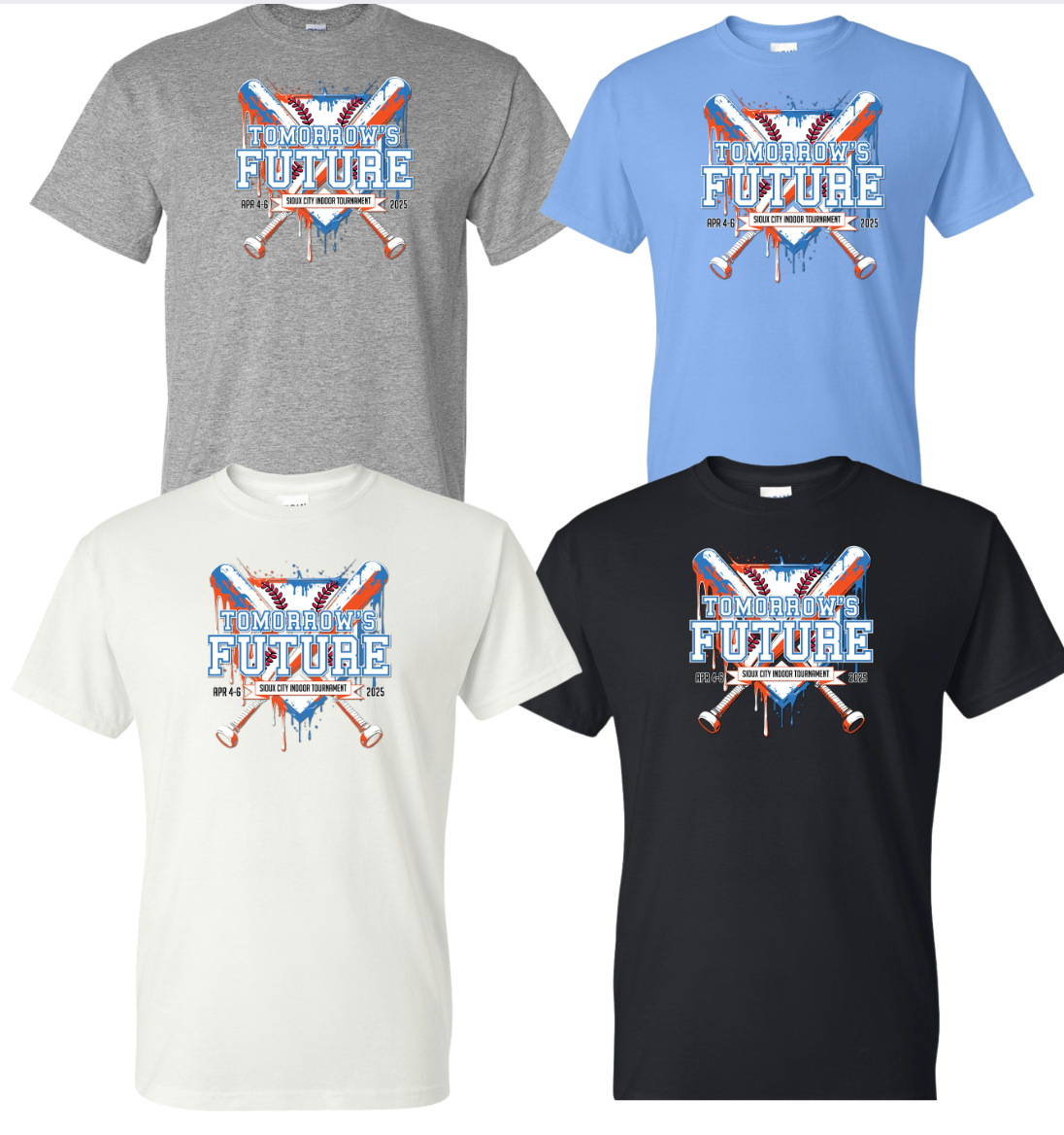 (4 colors) Tomorrow's Future Gildan Unisex TEE ORANGE/BLUE YOUTH & ADULT