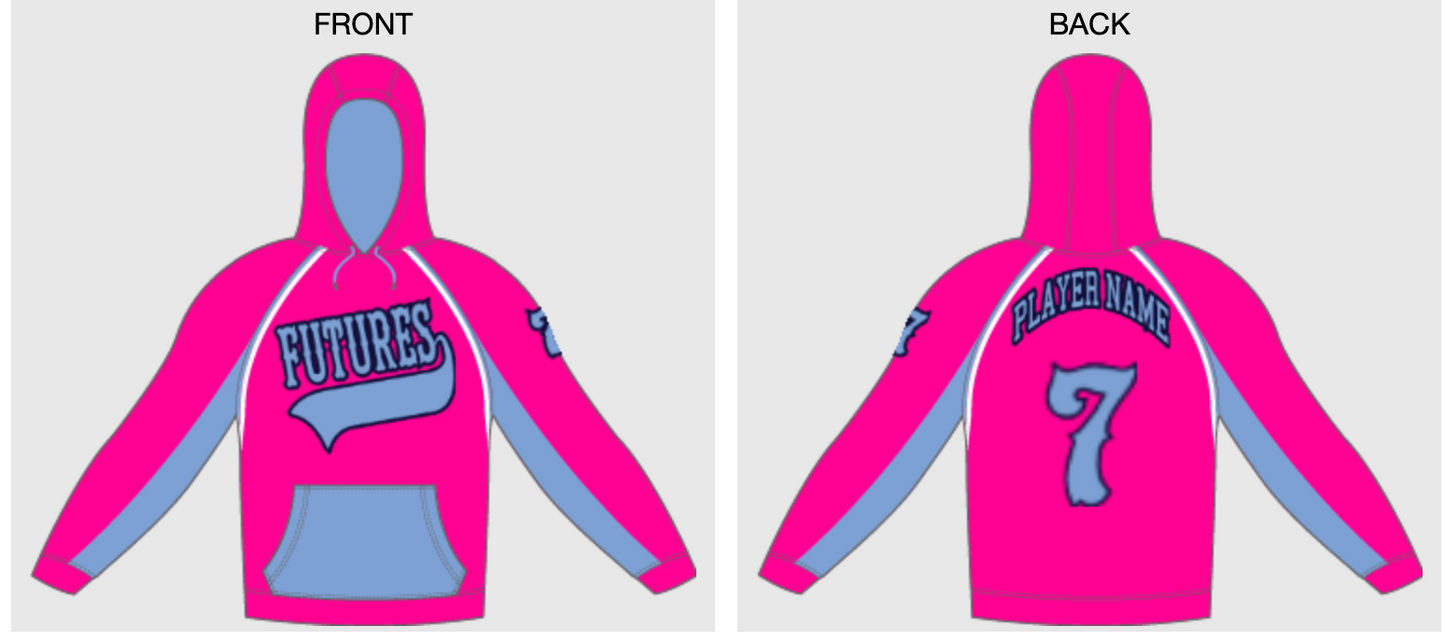 CUSTOM FUTURES HOODIE PINK/CAROLINA BLUE