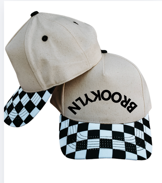 Bums Checkered Snapback Trucker Hat