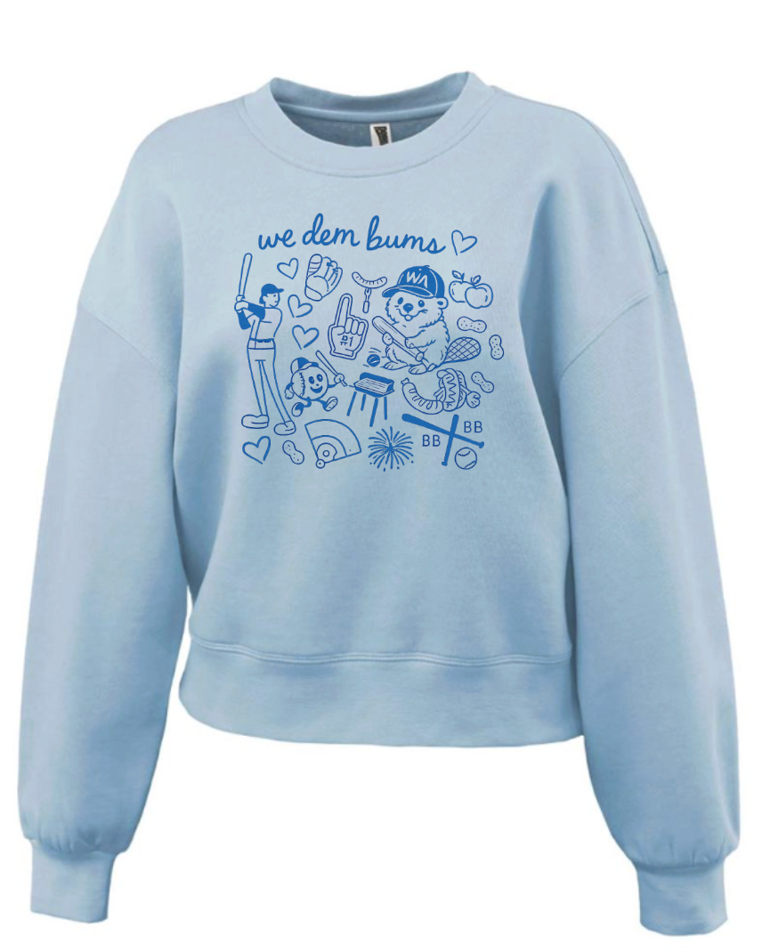 Brooklyn DEM BUMS Clipart Womens Fleece Crew 5475 Blue