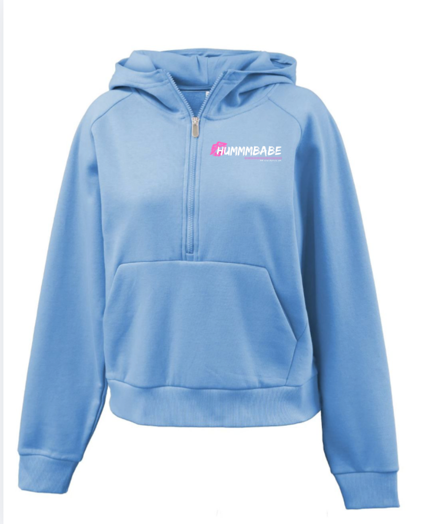 HUMMABABE Left Chest Logo Womens Half-Zip Hoodie 8467