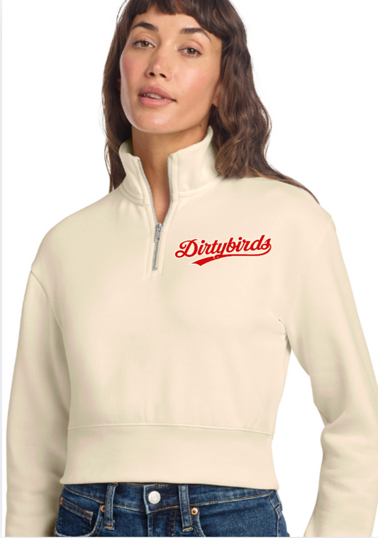 Dirtybirds Womens Cropped District® Women’s V.I.T.™ Fleece 1/2-Zip CREAM
