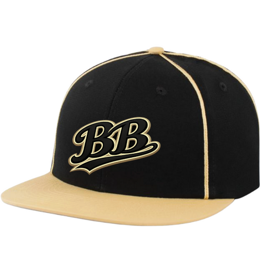 Brooklyn Snapback Flat Bill Hat Black/Gold P820