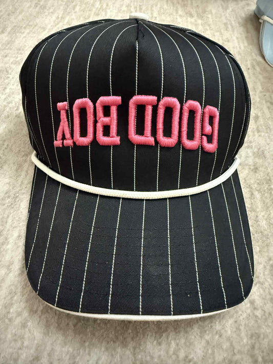 GOOD BOY Striped Black/ Cream Hat with Rope GOOD BOY Upside Down