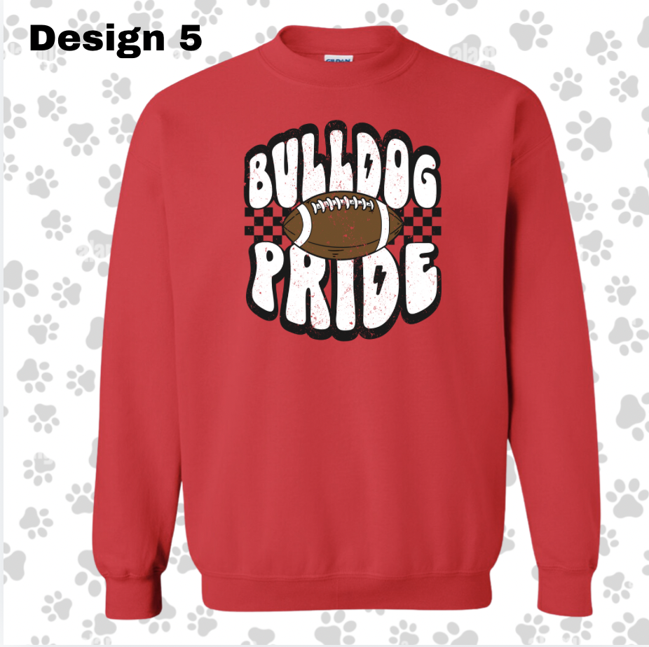 Adult/Youth RED Crewneck Sweatshirt : BULLDOG CREW Sweatshirt