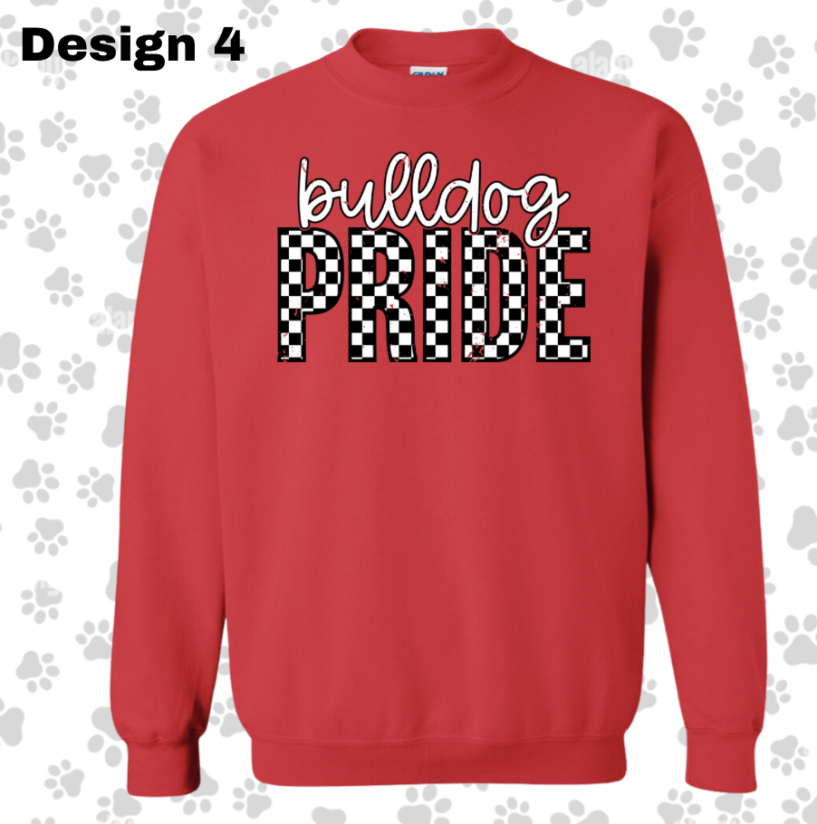 Adult/Youth RED Crewneck Sweatshirt : BULLDOG CREW Sweatshirt