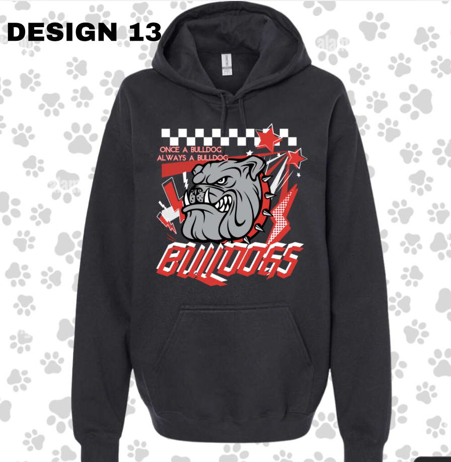 Adult/Youth BLACK Hoodie: BULLDOG Gildan Softstyle Hoodie