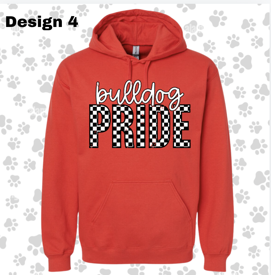 Adult/Youth Red Hoodie: BULLDOG Red Gildan Softstyle Hoodie