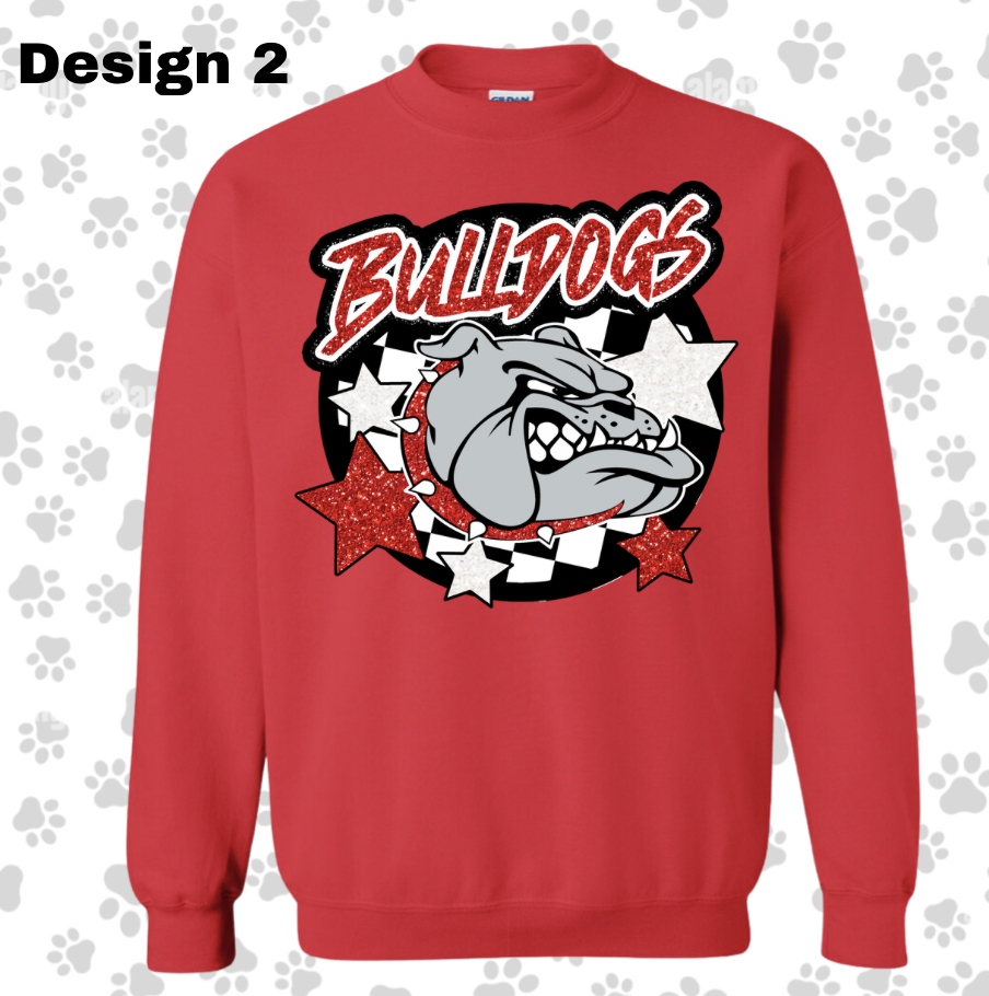 Adult/Youth RED Crewneck Sweatshirt : BULLDOG CREW Sweatshirt