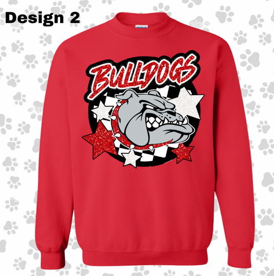 Adult/Youth RED Crewneck Sweatshirt : BULLDOG CREW Sweatshirt