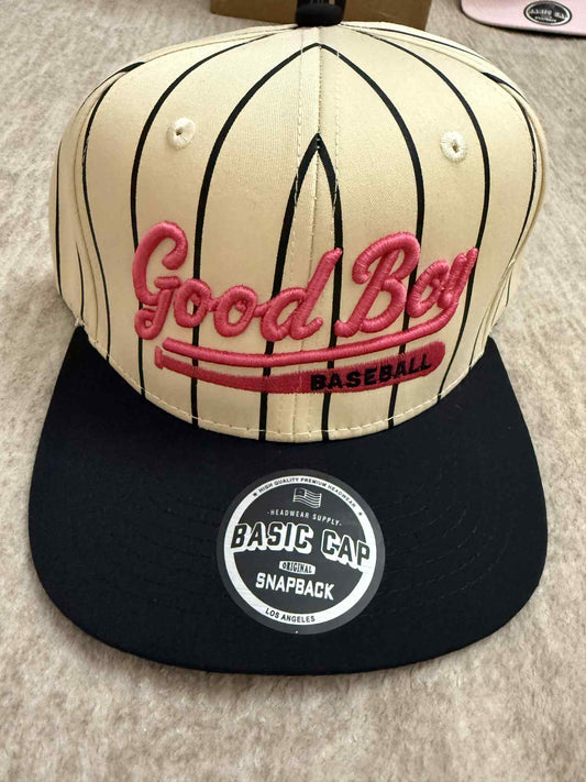 GOOD BOY Striped Black/ Cream Hat with Rope GOOD BOY Upside Down