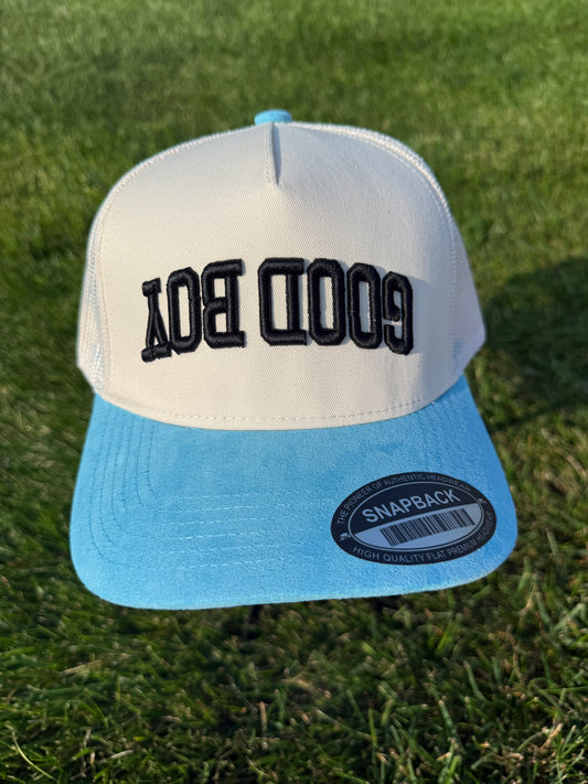 SNAPBACK CREAM/CAROLINA BLUE UPSIDE DOWN GOOD BOY BLACK