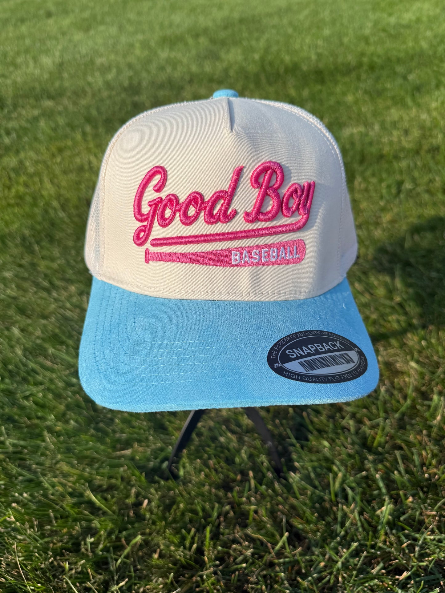 SNAPBACK CREAM/CAROLINA BLUE GOOD BOY BATS