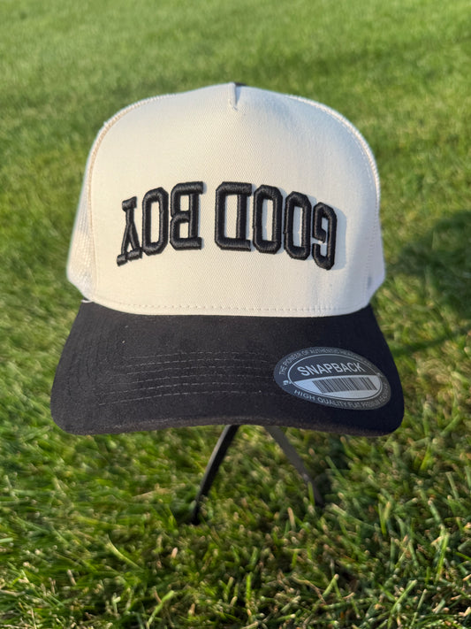SNAPBACK CREAM/BLACK UPSIDE DOWN GOOD BOY BLACK