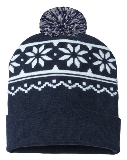 Snowflake "F" Beanie with Pom