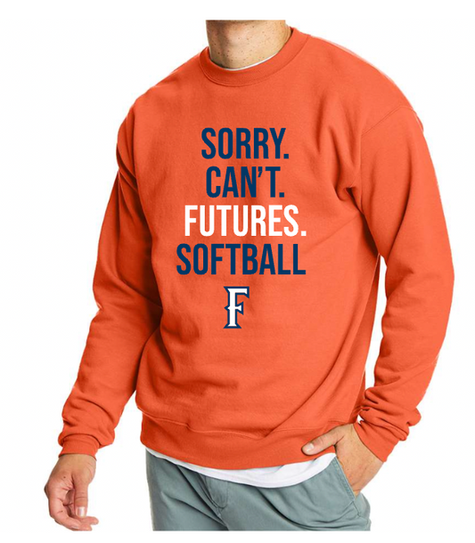 Unisex Sorry Can't Futures Softball Crewneck Fleece Orange Image 23