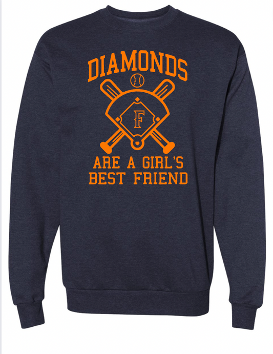 Unisex Diamonds Are A Girls Best Friend Crewneck Fleece Navy Image 19