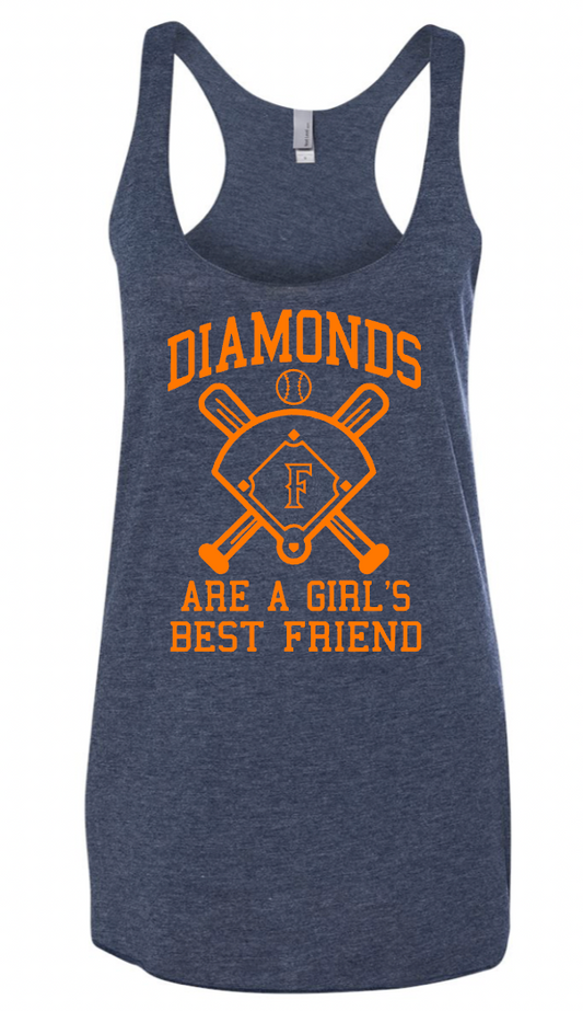 Womens Tank Diamonds Are A Girls Best Friend Bella Canvas Tee  Navy Image 19