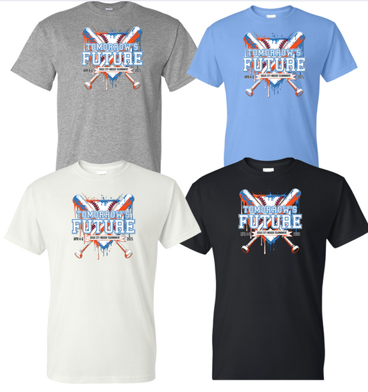 (4 colors) Tomorrow's Future Gildan Unisex TEE ORANGE/BLUE  YOUTH & ADULT