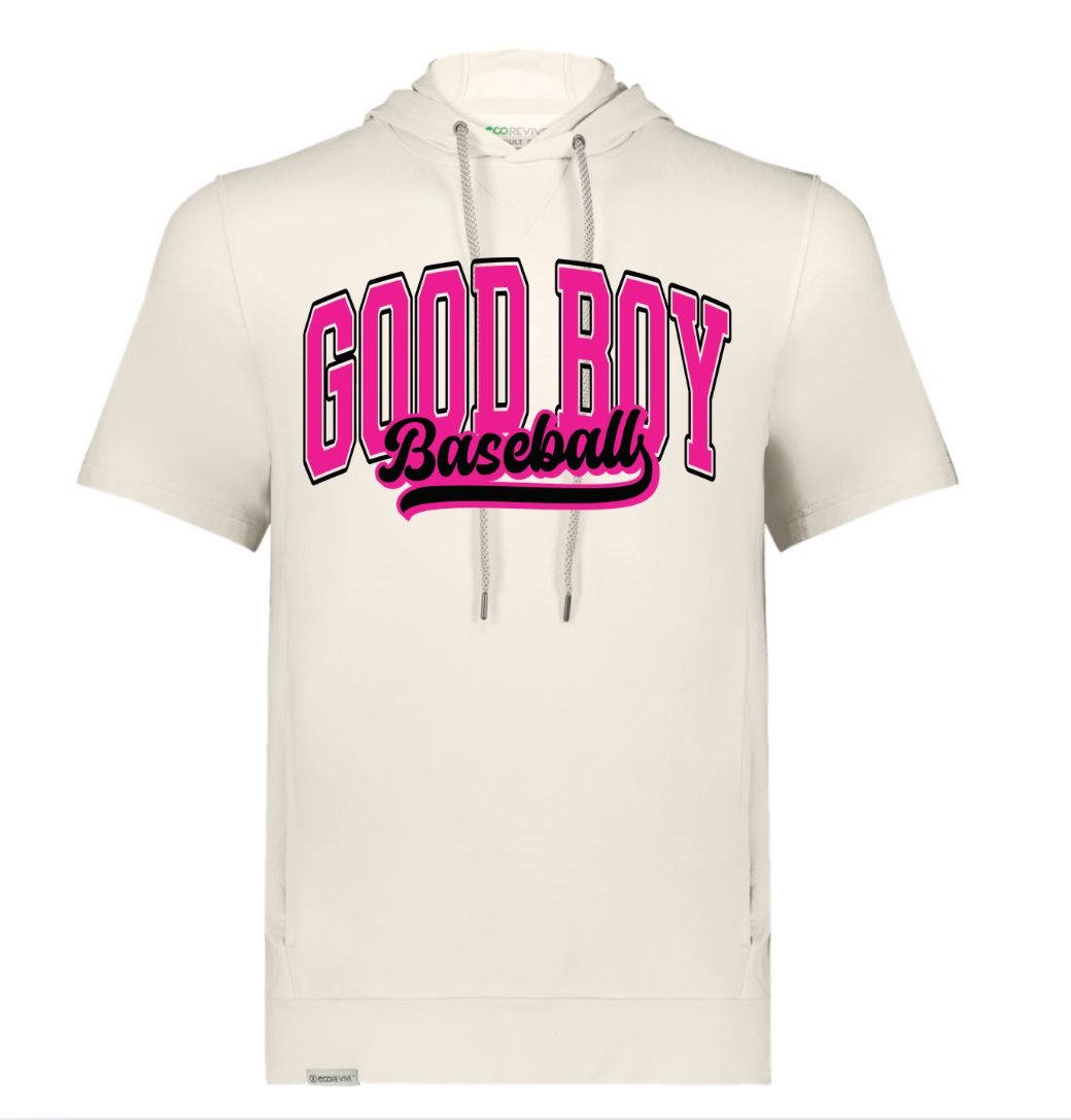 DESIGN GOOD BOY BASEBALL: Unisex Good Boy Eco Revive™ Ventura Soft Knit Short Sleeve Hoodie (Copy) (Copy)