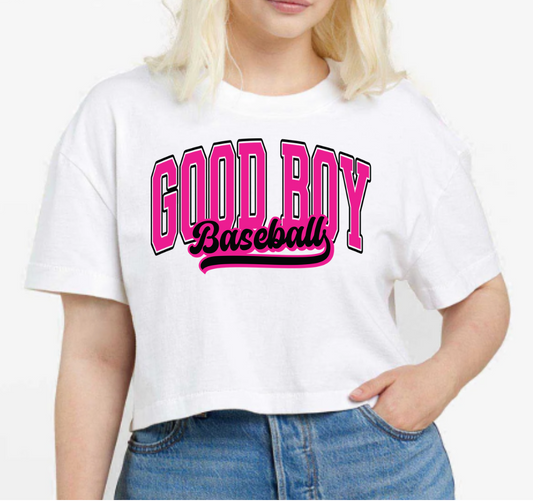 Women's Cropped Good Boy Baseball - American Apparel