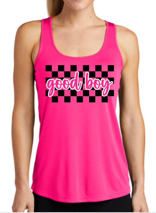 Dry Fit GOOD BOYS Checkered  Racerback Tank