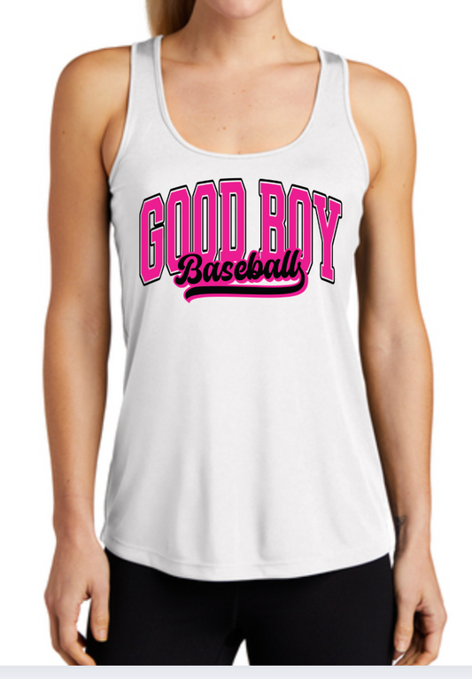 Dry Fit GOOD BOYS Tail New Racerback Tank White