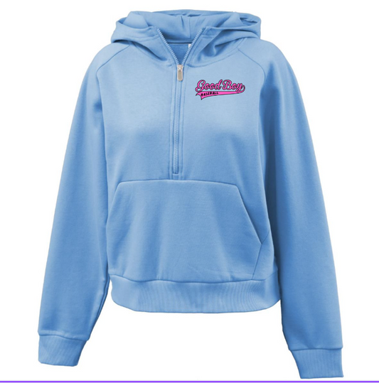 Good Boy Left Chest Logo Womens Half-Zip Hoodie 8467