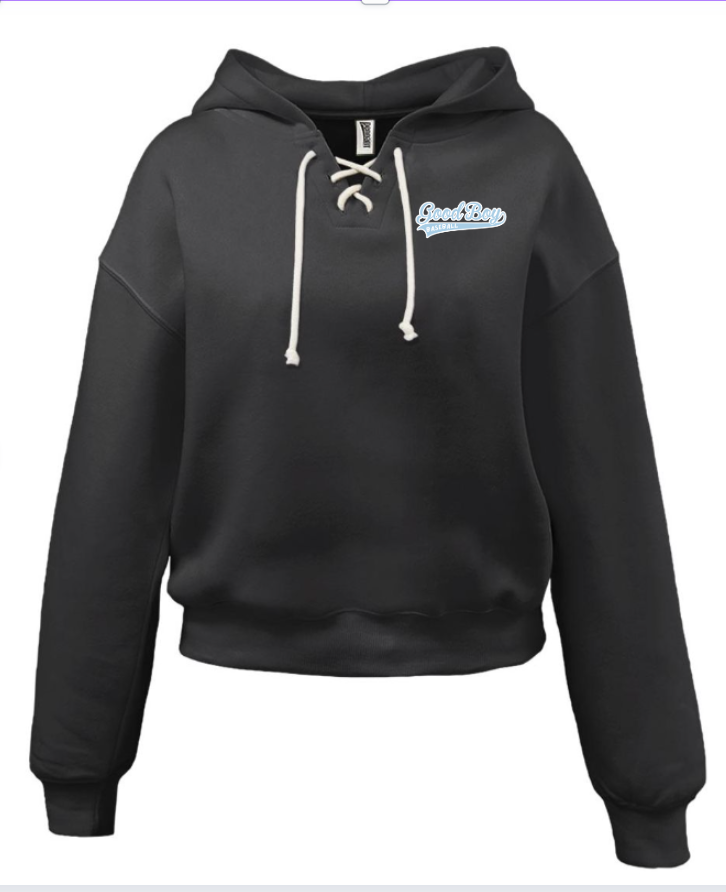 Women's Lace Up Left Chest Carolina Blue Logo Black Hoodie 5465