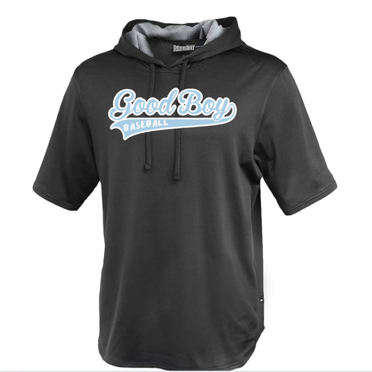 Good Boy Black with Blue Logo  Short Sleeve Hoodie Short Sleeve Warmup Hoodie  183