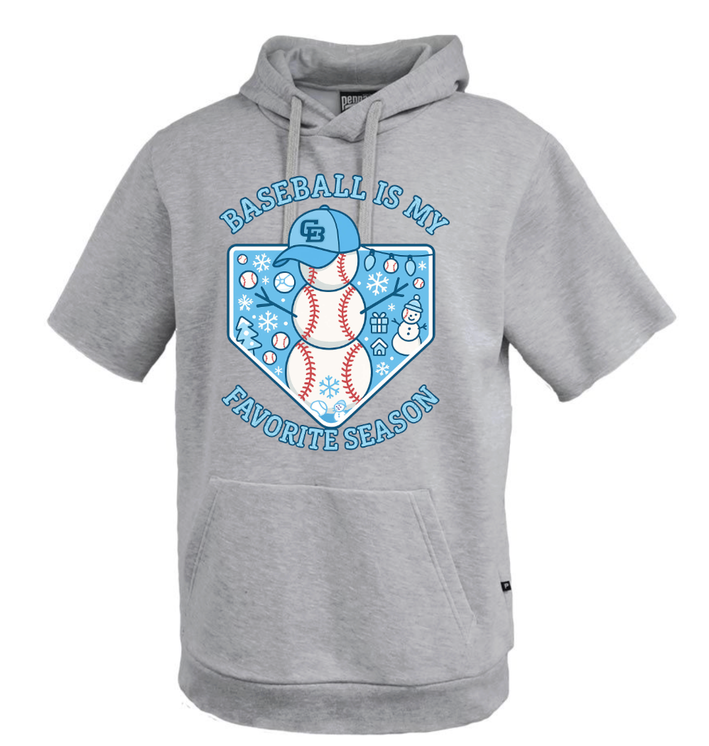 Baseball Is my Favorite Season Short Sleeve Pennant Hoodie 8220 Fleece