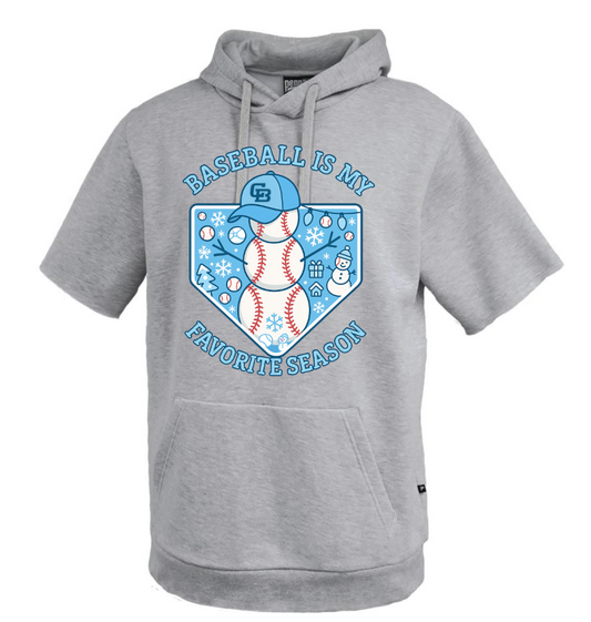 Baseball Is my Favorite Season Short Sleeve Pennant Hoodie 8220 Fleece