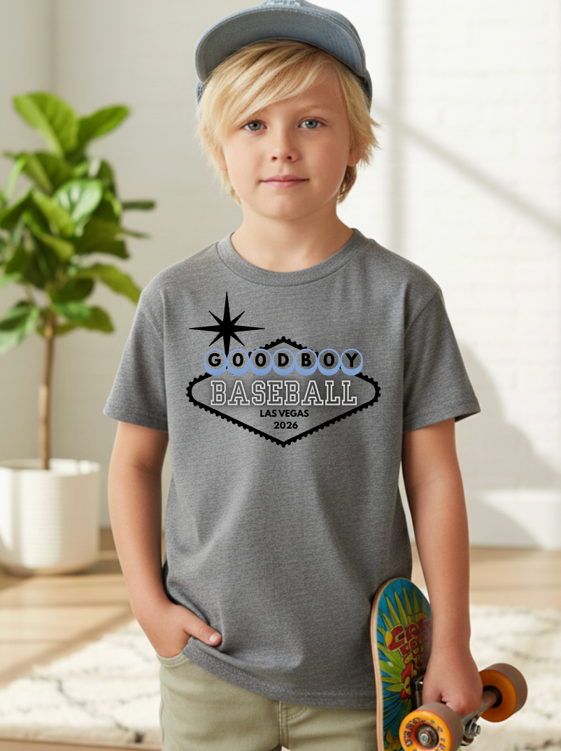 Las Vegas Sign GOOD BOY Dri Fit Tee wit Card on Back ADULT/YOUTH  A4N3402