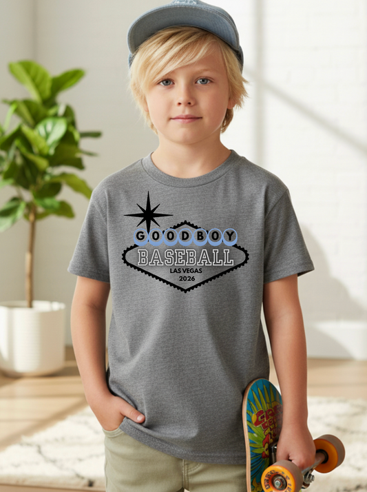 Las Vegas Sign GOOD BOY Dri Fit Tee wit Card on Back ADULT/YOUTH  A4N3402
