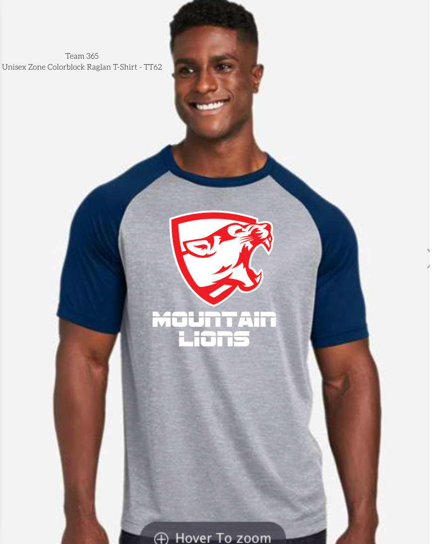 Mountain Lion Unisex Zone Colorblock Raglan T-Shirt - TT62- MLRed