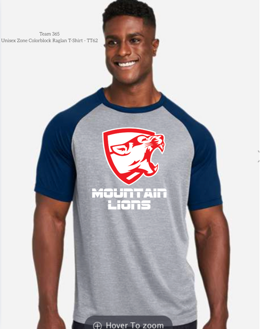 Mountain Lion Unisex Zone Colorblock Raglan T-Shirt - TT62- MLRed