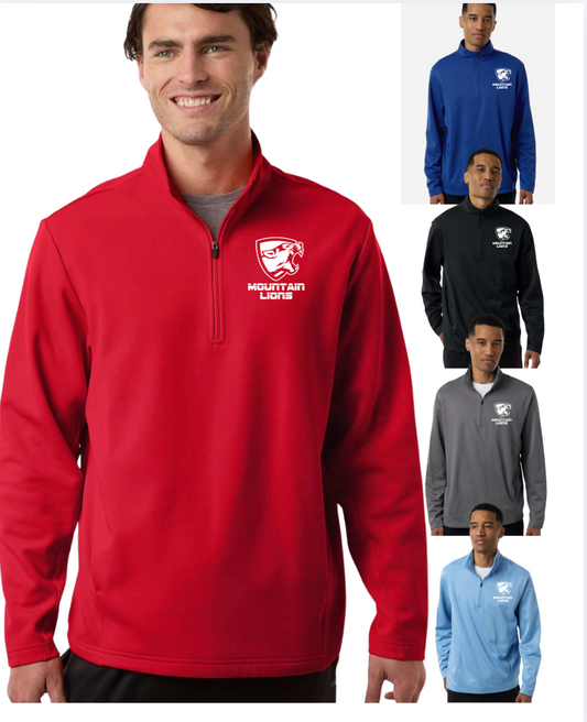 Mountain Lion Unisex Quarter-Zip Tech Fleece Pullover  ML White