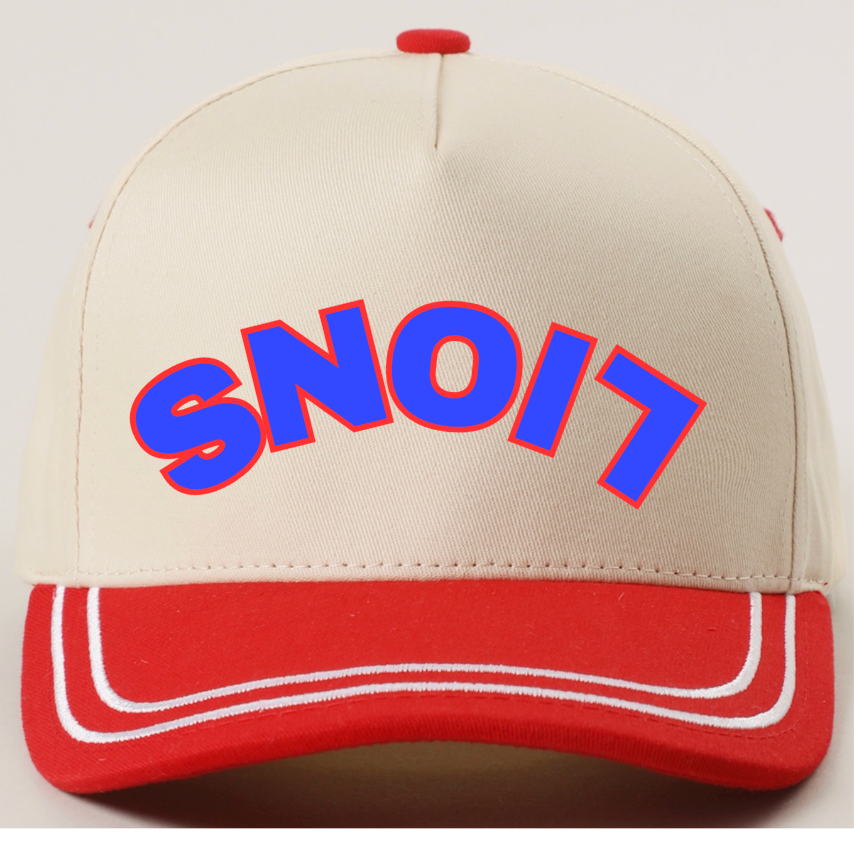 Mountain Lion Trucker Upside Down Lions Royal/Red Adjustable Hat Two Tone RED