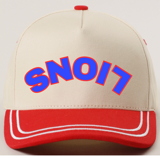 Mountain Lion Trucker Upside Down Lions Royal/Red Adjustable Hat Two Tone RED