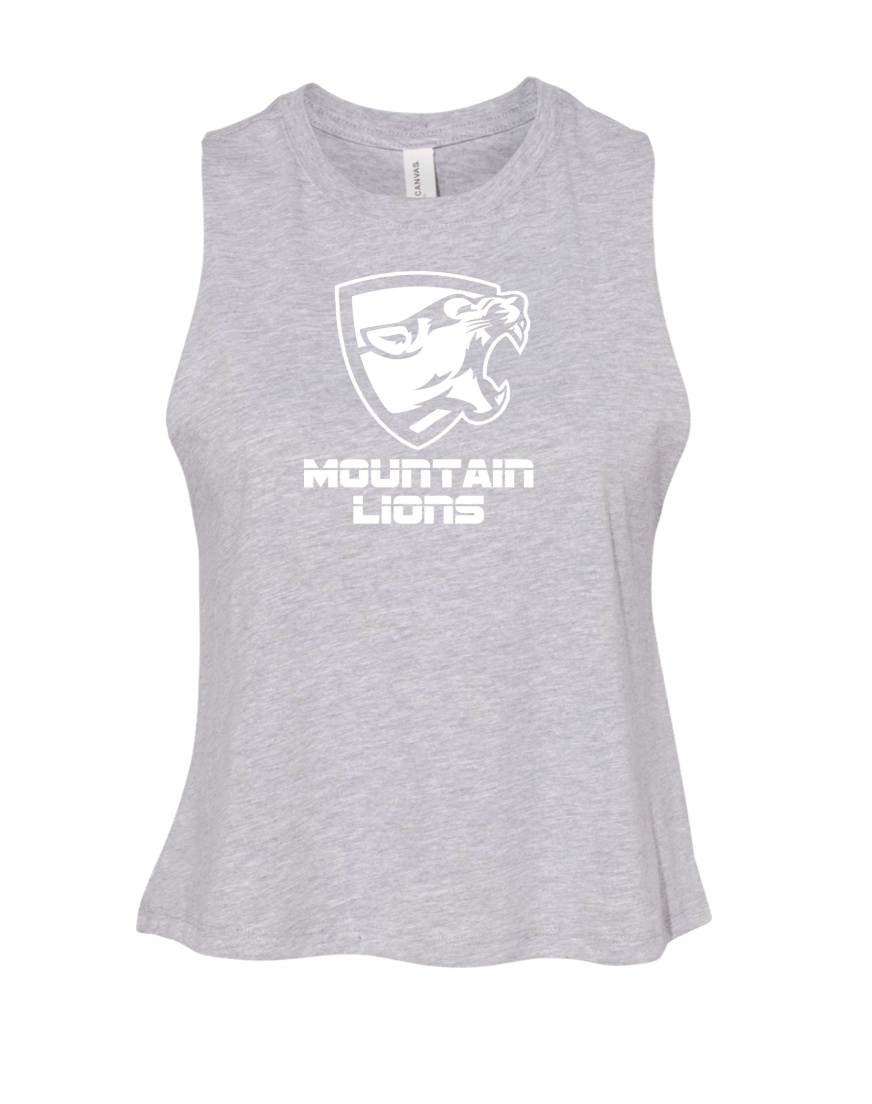 Women's Mountain Lion Racerback Crop Tank - 6682 MLWhite