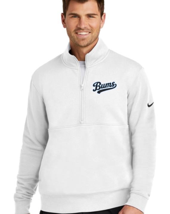 Unisex Brooklyn Nike  Fleece Sleeve Swoosh 1/2-Zip White