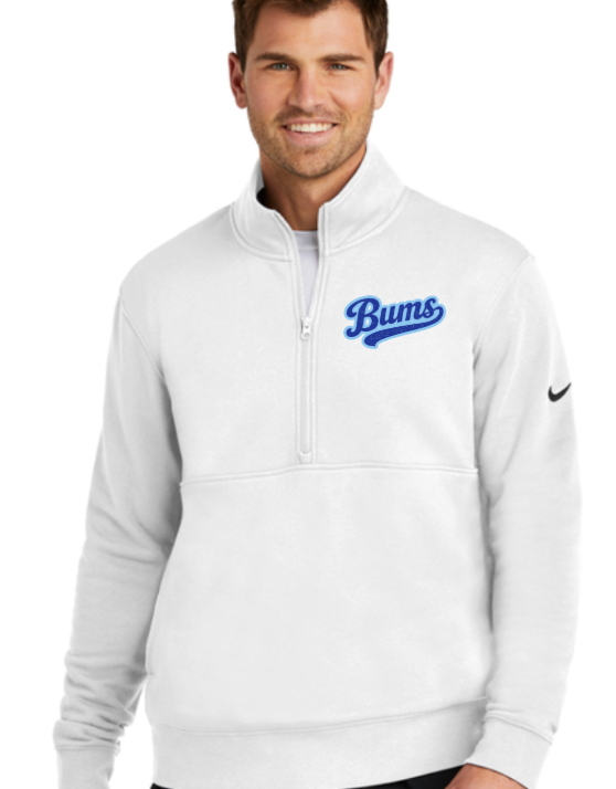 Unisex Brooklyn Nike  Fleece Sleeve Swoosh 1/2-Zip White
