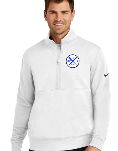 Unisex Brooklyn Nike  Fleece Sleeve Swoosh 1/2-Zip White