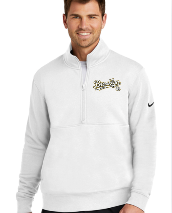 Unisex Brooklyn Nike  Fleece Sleeve Swoosh 1/2-Zip White